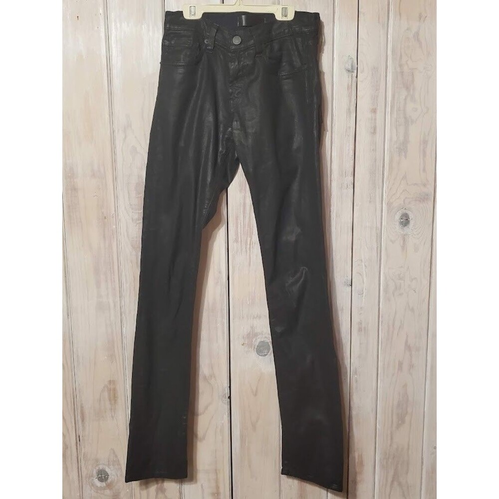 J BRAND Mens Coated Tyler Jeans Abalone Black Slim Fit Straight Leg 28 x 34